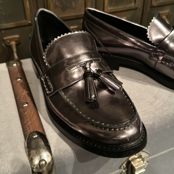 Coach Pewter Metallic Loafers - Picture 2 of 10